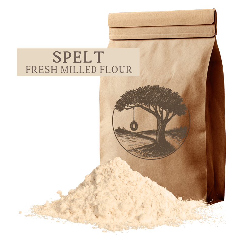 A bag of fresh-milled Spelt flour from Kern River Milling, a premier choice for healthy grains and ancient whole grain foods. Our artisanal whole grain milling creates the perfect base for organic whole wheat bread. We ship throughout the United States.